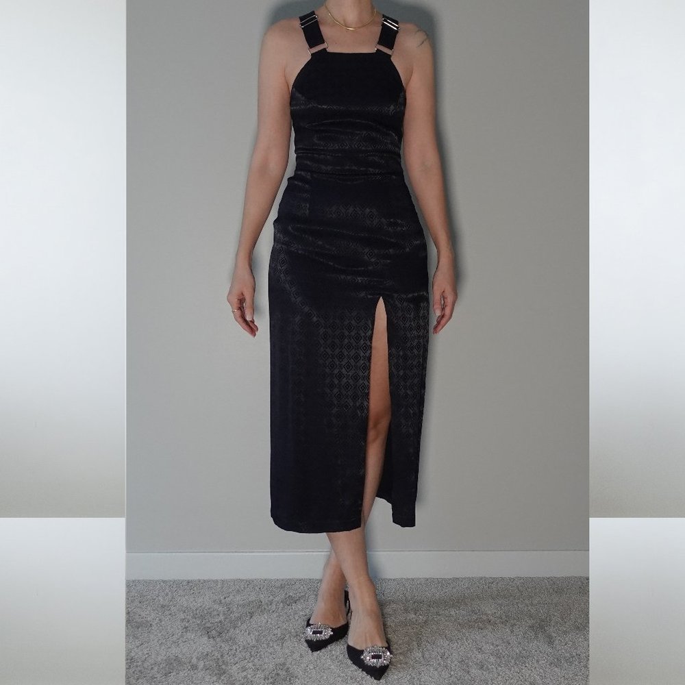 Koton Dark Blue Adjustable Straps Slit Cocktail Dress Size 8 / 34